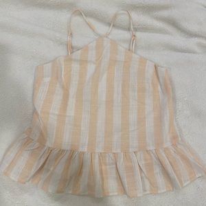 White/Peach Striped Halter Top
